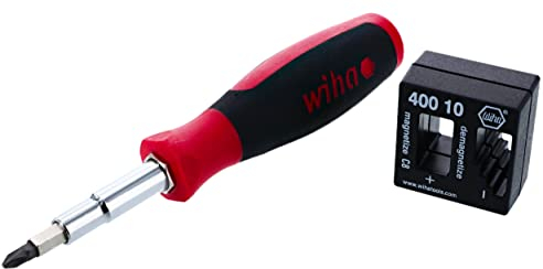 Wiha 77891 11-in-1 Multi-Schraubendreher mit SoftFinish-Griff und 40010 Magnetisierer/Entmagnetisierer