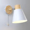 DKNHS Wandleuchte Innen mit Schalter Wandlampe Holz Vintage E27 Wandleuchten Retro Industrial Lampenschirm Nachtlicht für Schlafzimmer, Wohnzimmer, Treppen, Korridor (Weiß Neu)