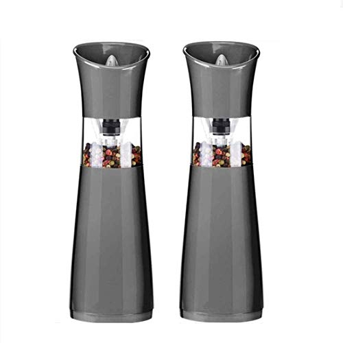 HODAGES Molinillos de Pimienta eléctricos, Paquete de 2 saleros y pimenteros, Juego de molinillos de Pimienta Recargables, Molinillo de Pimienta Ajustable de Grosor Premium, salero