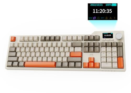 NACODEX AK35I V3 104 Keys RGB Gasket Mount Mechanical Keyboard | Amazing 8000mAh Bluetooth /2.4G /Wired PC Gaming Custom Keyboard with Five Layer Pad | Knob Control | Cherry Profile PBT Keycaps