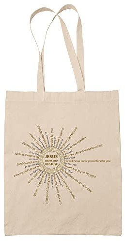 Jesus Loves You Tote Bag Jesus Loves You because shopping bag, Mehrfarbig