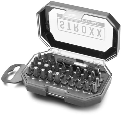 STROXX® Bit Set 34 tlg. - FD PH PZ Torx TTX Hex Bithalter - Zubehör Schraubendreher und Bohschrauber - Schrauberbit-Set - magnetisch