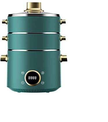 Vaporera eléctrica para Alimentos, Olla eléctrica Multifuncional para el hogar, cestas apilables de 3 Capas para Verduras con Temporizador, vaporera Digital de Calentamiento rápido