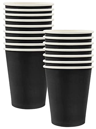 Mienocol 32pcs Black Paper Cups,9oz Disposable Tableware Party Cups Solid Colour Paper Cups Party Drinking Cups for Birthday,Wedding,Picnic, BBQ,Bar,Restaurant and Party Supplies Table Decorations