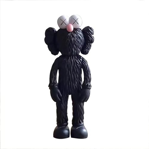 FABIIA KAWS BFF-Modell, Gewalttätige Bausteine Bear, PVC-Charaktermodellmodell-Waren-Home-Dekoration(Color:Schwarz)