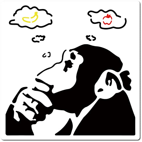 GORGECRAFT 12 Large Thinking Monkey Schablonen Wiederverwendbar Schimpansen Kunststoff Bananenschablone Zum Malen Zeichnen Dekorative Kunst Stoff Wand Basteln Wohnzimmer Heimdekoration