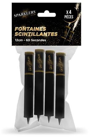 Lot de 4 Fontaines Lumineuses et Scintillantes 60 Secondes - Bougies pour Gâteaux anniversaire et Bouteilles de champagne- /Livraison 24 à 48h - SPARKLERS CLUB