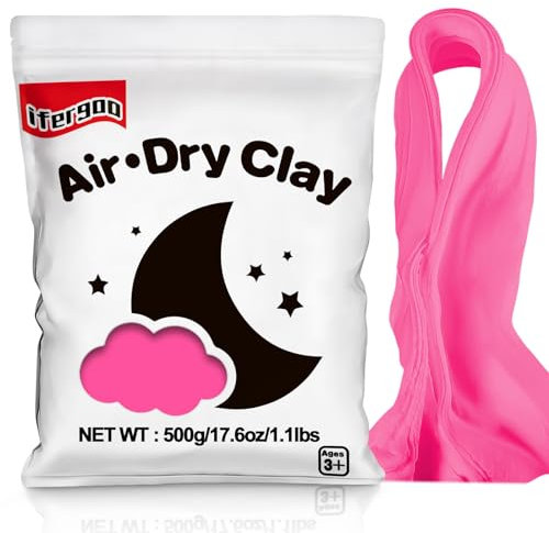 iFergoo Lufttrocknender Ton, ultraleichte Modelliermasse, magische Knete, kreative Modelliermasse, Kindergeschenke für Mädchen und Jungen, 500 g (rosa Ton)