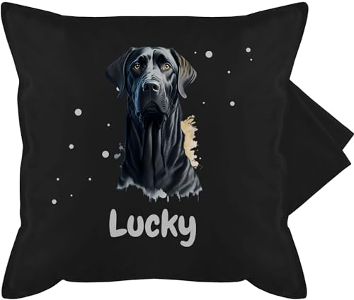 Kissenbezug - Hunde - Labrador - Hundebesitzern Geschenk - 50 x 50 cm - Schwarz - Kissen personalisierte Geschenke Hundebesitzer schwarzer sofakissen Deco Hund hundemotiv kissenhülle