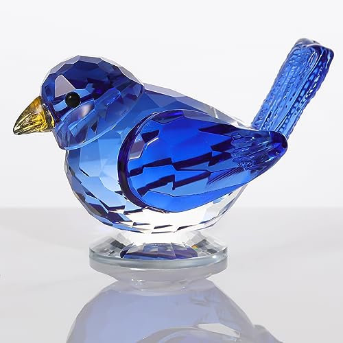 Qianwei Blaue Kristall-Vogel-Figur zum Sammeln – handgefertigte Glas-Tier-Figuren, Kristall, Büro, Schreibtisch, Tisch, Heimdekoration, Briefbeschwerer