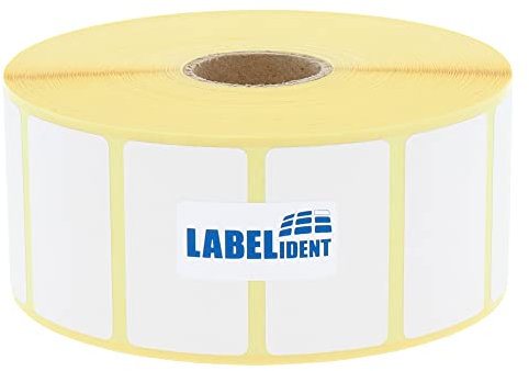 Thermotransfer-Etiketten auf Rolle weiß - 45 x 25 mm - Papier, selbstklebend - 2.580 Haftetiketten auf 1 Rolle/n, 25 mm Kern, Blanko Rollenetiketten