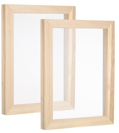 PATIKIL 9,8x7,5 A5 Legno Carta Fare Schermo 2pz Carta Creare Stampo Fare Carta Stampo Intonso Stampa Telaio Fai-da-Te Carta Artigianato Strumento Fiore Secco Artigianale Naturale Colore