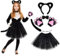 Huiguli Gatto Cosplay Set, 6 Pezzi Costume da Gatto Nero Bambina, Costume Gatto per Bambini Kit, Carnevale Cosplay Costume da Animale per Bambini
