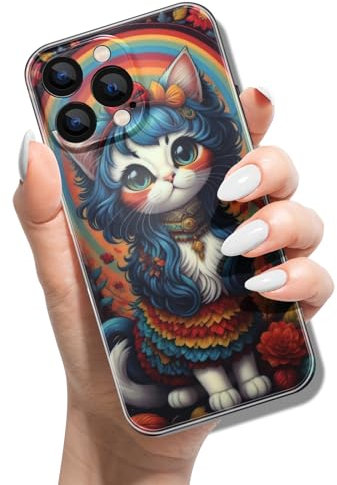 Silicone Case for iPhone 11 Pro Max 6.5 inch Print Animal Pattern Design Soft TPU Bumper Shockproof Cover Black Case for Women Girls Man Boys - Pretty Cat