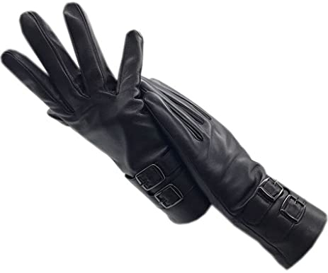 vkeid Winter Damen Lederhandschuhe Schwarz Warm gefütterte Handschuhe Fahren Radfahren Kälteschutz Lederhandschuhe