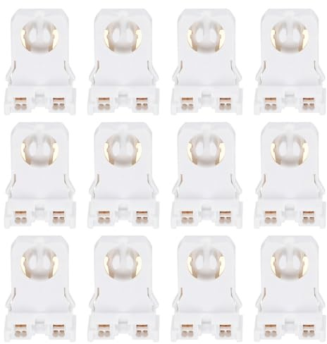 PATIKIL T8 Lamp Holder, 12pcs Non-shunted Tombstone Light Socket G13 Base for LED Integrated Fluorescent Tube Replacements, White