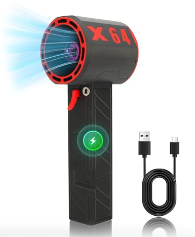 Bewinner Jet Fan Dry Gebläse, 180000 Umdrehungen pro Minute Leistungsstarker Lüfter, 64 Mm Bürstenloser Motor, Stufenlose Geschwindigkeitsanpassung, Kabelloses Elektronisches Turbo Jet Gebläse (Rot)