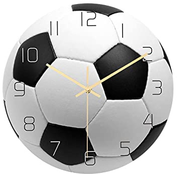 Sharplace Moderne Wanduhr, stilvoll designt, 30 cm Durchmesser, für Wohnzimmer oder Arbeitsplatz, Fußball
