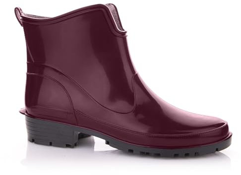 Lemigo Stivali da Donna Stivaletti di Gomma Impermeabili Elke (Bordeaux, Sistema Taglie Calzature EU, Adulto, Numero, Media, 42)
