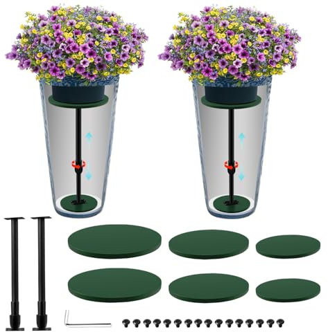 Axcoix Lot de 2 rehausseurs de plantes réglables en hauteur pour pots d'intérieur, inserts de fleurs de 44,5 à 76,2 cm pour grands pots de fleurs carrés et ronds (base ou haut de 15,2 cm, 20,3 cm