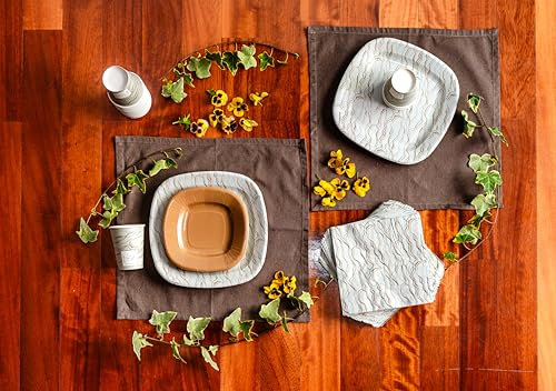 PartyBIO Set Marmo, 110 Pezzi Stoviglie Biodegradabili Monouso per Feste – Piatti Carta, Bicchieri, Tovaglioli Compostabili per 20 Persone – Ecologiche, Usa e Getta, per Compleanni, Eventi, Picnic