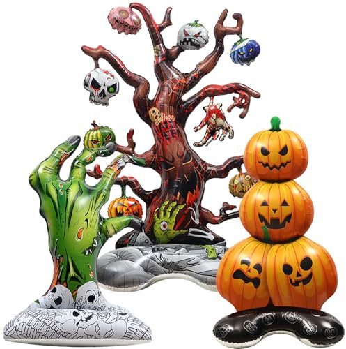 Halloween Stehende Ballons, Halloween Dekoration Folienballons Halloween Party Ballon, Kürbis Spinne Skelett Geist Fledermaus Hexe Ballon (Riese)