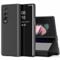 PingGoo Case for Samsung Galaxy Z Fold 4, Flip Plating Mirror Case with Stand Function,PC/PU Translucent Clear View ShockProof Phone Protective Case Cover for Samsung Galaxy Z Fold 4, Black