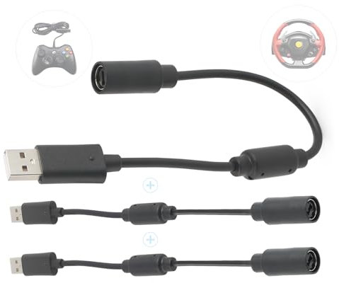 RongZy 3Pcs Cavo USB Breakaway per Xbox 360 Controller Cablato Adattatore Cavo Breakaway per Logitech G920 G923 G27 G29/Ferrari 458 Spider Cavo di Collegamento da USB a PC Accessori