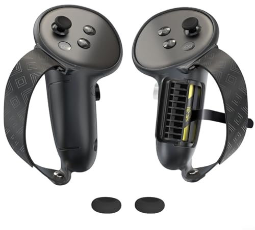 LVYXON Controller Grips For Meta For Quest 3S Silicone Protective Cover With Knuckle Straps Battery Opening Joystick Comfortable Secure Grip Black 2 Pack(Is black)