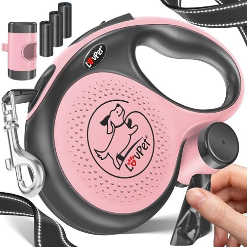 LOVPET® Hunde Rollleine 8m | Hundeleine für kleine & große Hunde 50kg | Ausziehbare Leine ergonomischer & Rutschfester Griff | Joggingleine 360° Leinenverlängerung | Laufleine Reflektierenden Maschen