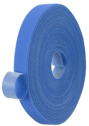 PATIKIL 0.6IN x 33FT Hook and Loop Tape, Double-Sided Nylon Strips Reusable Cable Ties Roll Multi-Purpose Cord Management Tape Wrap Fastener for Home Office, Blue