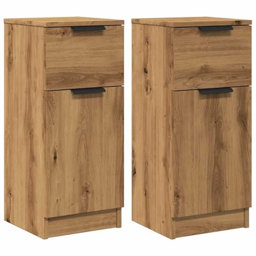 vidaXL Sideboards 2 STK. Artisan-Eiche 30x30x70 cm Holzwerkstoff, Schrank, Lagerschrank, Home-Organizer, Anrichte, Beistellschrank, Wohnzimmerschrank