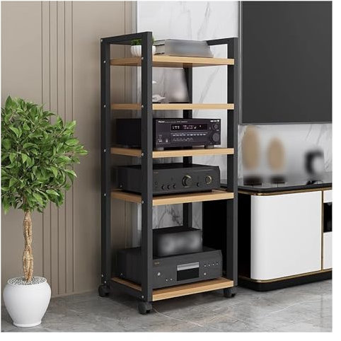 120 cm/47 Zoll hoher 5-lagiger Medienständer, Audio-/Video-Komponentenschrank, Stereo-Komponenten-Rackschrank, AV-Schrank für Home-Office-Kino, Plattenspieler-/Plattenspieler-/Stereo-Receiver-Rack (