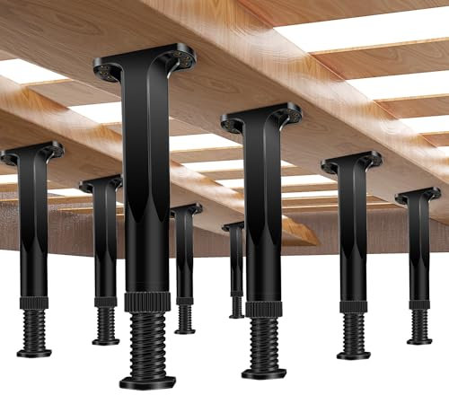 Bettgestell-Stützbeine, höhenverstellbar, 19,8–37,1 cm, mit Schrauben, Möbelbeine für Bettgestell/Bett-Mittellatte/Schrank/Kommode/Tisch/Sofa/Stuhl, Bett-Ersatzbeine, 8 Stück
