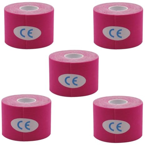 casstaly Elastische Bandage, Pflaster, Muskelpflaster, einfache Installation, einfach zu verwenden, 5 cps, 5 x 5 cm, Rosa