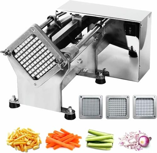BTOIASYHF Coupe-Frites Électrique pour Pommes De Terre, Coupe-Pommes De Terre Électrique De 200 À 300 Kg/H, Coupe-Légumes en Acier Inoxydable avec Lame De 6/9/13 Mm