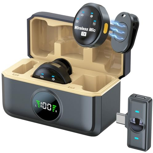 NPTCL Mini micrófono Lavalier inalámbrico para iPhone 17, 16, 15, micrófono de teléfono USB C con cancelación de ruido para grabación de video Android, vlogging TikTok, micrófono de solapa magnética