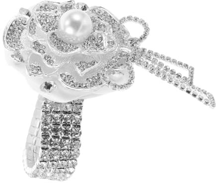 Ipetboom Handgelenk Blume Blumenkorsage für den Abschlussball Brautjungfern Party Sei Blumen hochzeit Zu uhrenarmbänder Hochzeitsdekoration Handgelenk-Corsage-Armband Strasssteine Silber