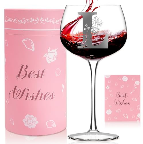 Personalized Monogram Gifts for Women, Birthday Personalised Wine Glass Gifts for Women, Personalised Gin Glass, Red Wine Glasses,Birthday Christmas Gifts for Her Mom Wife Sister Daughter Friend (L)
