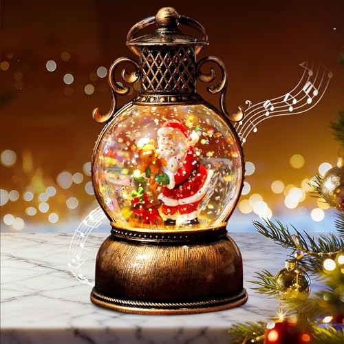 Weihnachten Schneekugel, LED Weihnachts Schneekugel mit Musik und Licht, Weihnachtsdeko, Weihnachten Deko Vintage, Geschenk für Weihnachtparty, Heimdekoration, Tischdeko (B)
