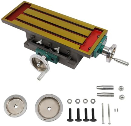 Tavolo a croce 570 x 100 mm, tavolo per fresatura, tavolo coordinate con asse X 270 mm, asse Y 125 mm, piano di lavoro di fresatura a 2 assi per fresatrici e trapani, regolazione comoda