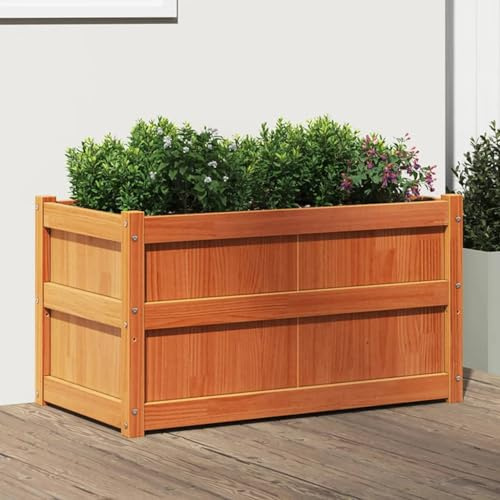 Nqyjm Lit Surélevé Potager de Extérieure Jardinière Cire Marron 90x50x50 cm Bois de pin Massif, Bac à Fleur pour Cultiver Herbes Plantes Succulentes dans Jardin Terrasse Balcon