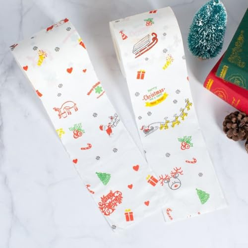 Festliches Toilettenpapier-Toilettenpapier mit Urlaubsmotiv-Drucken, dekoratives Badezimmerrollenpapier mit weihnachtlichem Kunstwerk (Nr. 2)