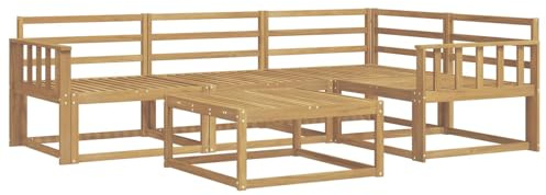 vidaXL Outdoor-Sofagarnitur 5 pcs Weiß 79 x 79 x 37 cm, Akazienholz Sofa, modernes Outdoor-Möbel, stylische Sectional-Garnitur, wetterfeste Terrasse, Garten Sitzgruppe