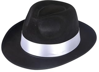 HENBRANDT 1 x schwarzer Al Capone Gangster-Fedora-Hut für Erwachsene