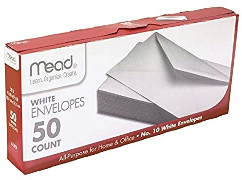 Mead #10 Briefumschläge, 10 x 24 cm, Weiß, 50 Stück (75050)