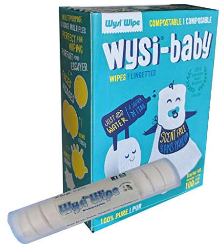 Wysi Baby Starter Kit 100 Biodegradable Wipes and Travel Tube - On the Go! Anytime! Just Add Water!