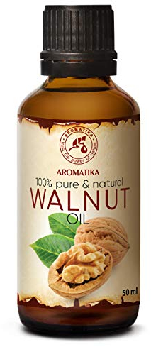 Walnut Oil Refined 50ml - Juglans Regia Seed Oil - USA - 100% Pure & Natural - Cold Pressed - Intensive for Face Care - Body - Hair - Skin - Nails - Hands - Good w/Essential Oil