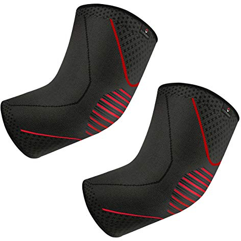 NV Compression Coudiere, Manchon de Compression Bras, Soulagement de la Tendinite du Coude, Maintien du Bras, Coude Manche De Compression Pour Soutien Du Coude (Moyen, Paire - Noir/Rouge)