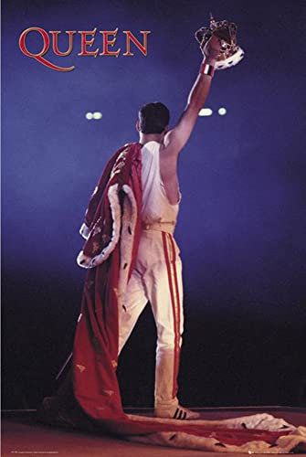 empireposter Queen - Crown - Freddie Mercury Bohemian Rhapsody Poster - Grösse 61x91,5 cm + 2 St Posterleisten Kunststoff 62 cm transparent